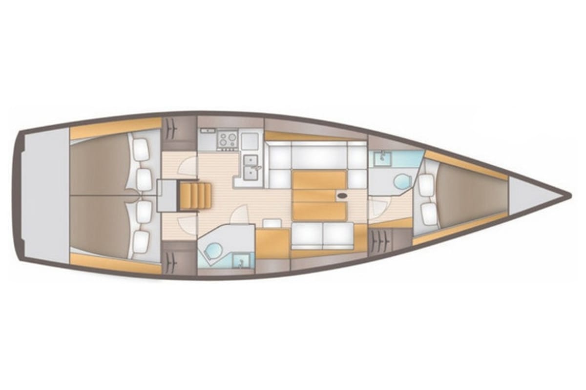 Floor plan of RED SCORPION, a AD Boats Salona 41 sailboat at Marmaris, Turkey