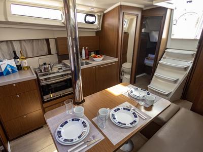 Galley of The Boss, a Beneteau Oceanis 38.1 sailboat at Municipal Unit of Palairos, Greece