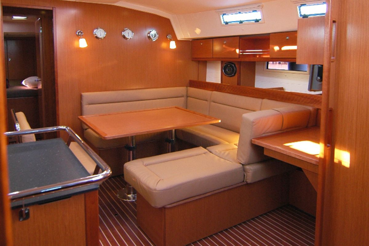 Salon of Hydra, a Bavaria Cruiser 45 sailboat at Olbia, Italy