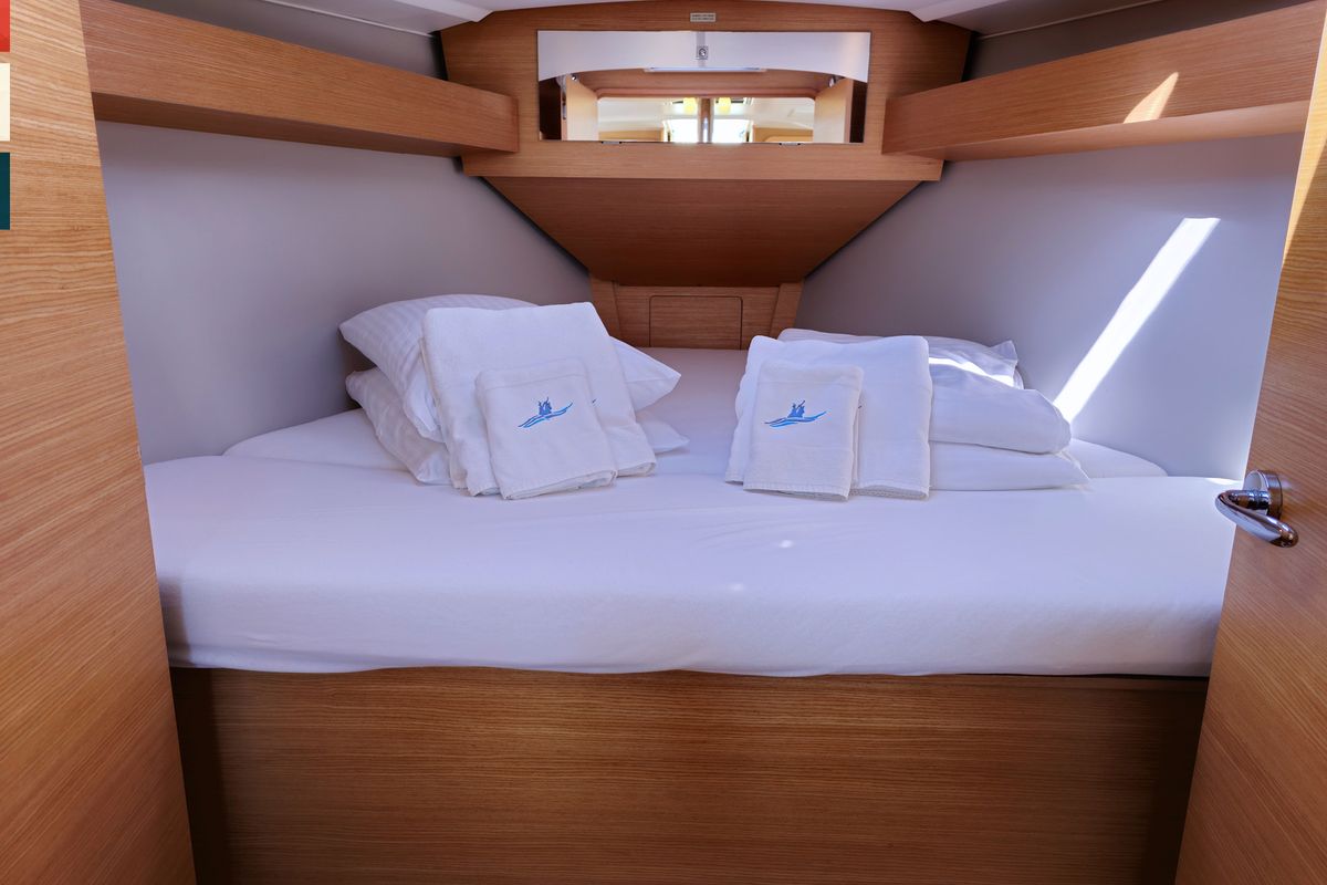 Cabin on Lola, a Dufour 360 GL sailboat at Općina Rogoznica, Croatia