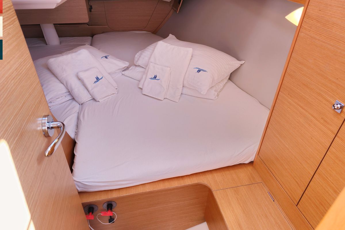 Cabin on Lola, a Dufour 360 GL sailboat at Općina Rogoznica, Croatia