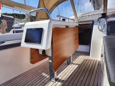 Deck of Lola, a Dufour 360 GL sailboat at Općina Rogoznica, Croatia