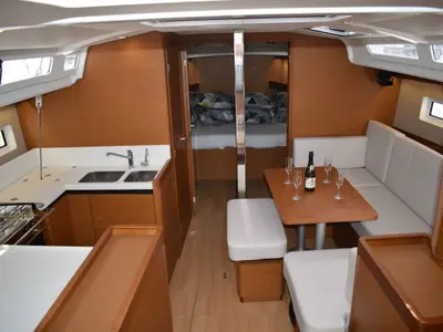 Salon of PROUD MARY, a Jeanneau Sun Odyssey 440 sailboat at Općina Sukošan, Croatia