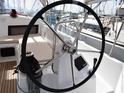 Cockpit of PROUD MARY, a Jeanneau Sun Odyssey 440 sailboat at Općina Sukošan, Croatia