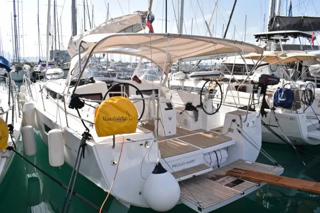 Exterior view of PROUD MARY, a Jeanneau Sun Odyssey 440 sailboat at Općina Sukošan, Croatia