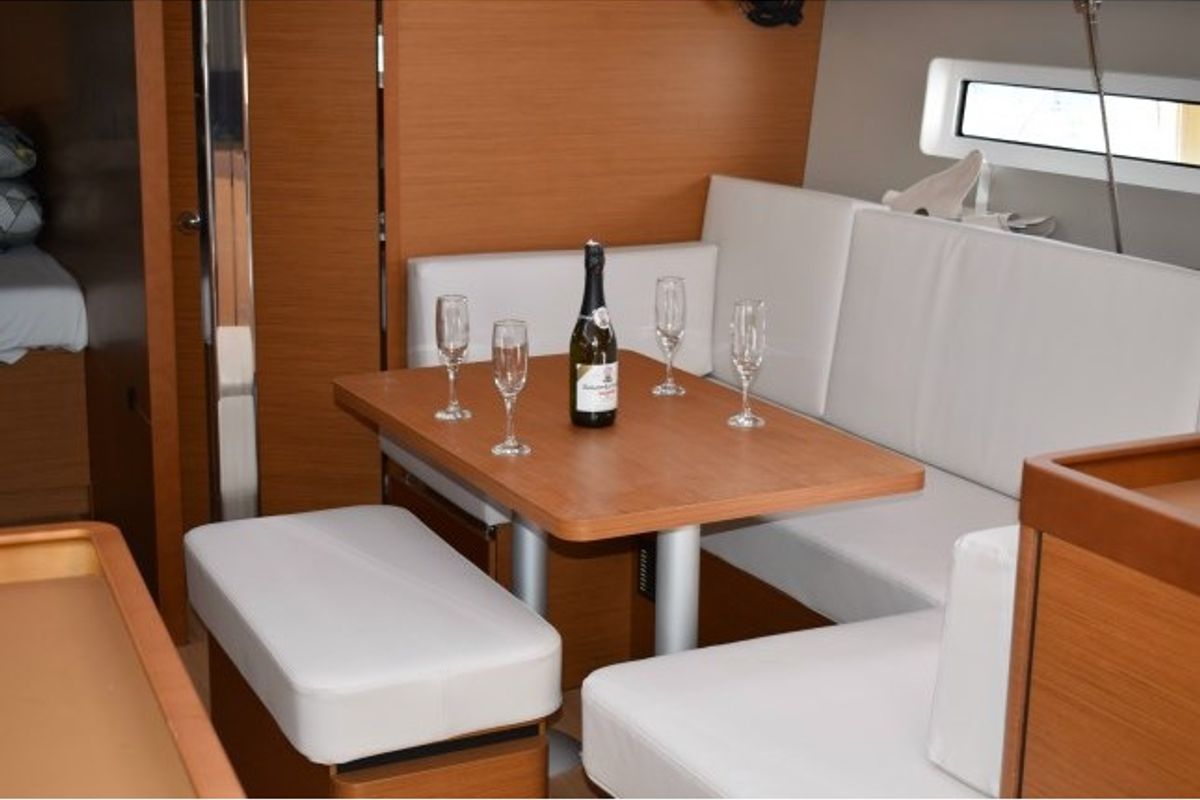 Salon of PROUD MARY, a Jeanneau Sun Odyssey 440 sailboat at Općina Sukošan, Croatia