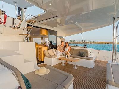 Deck of Skylight, a Lagoon 42 catamaran at Grad Trogir, Croatia