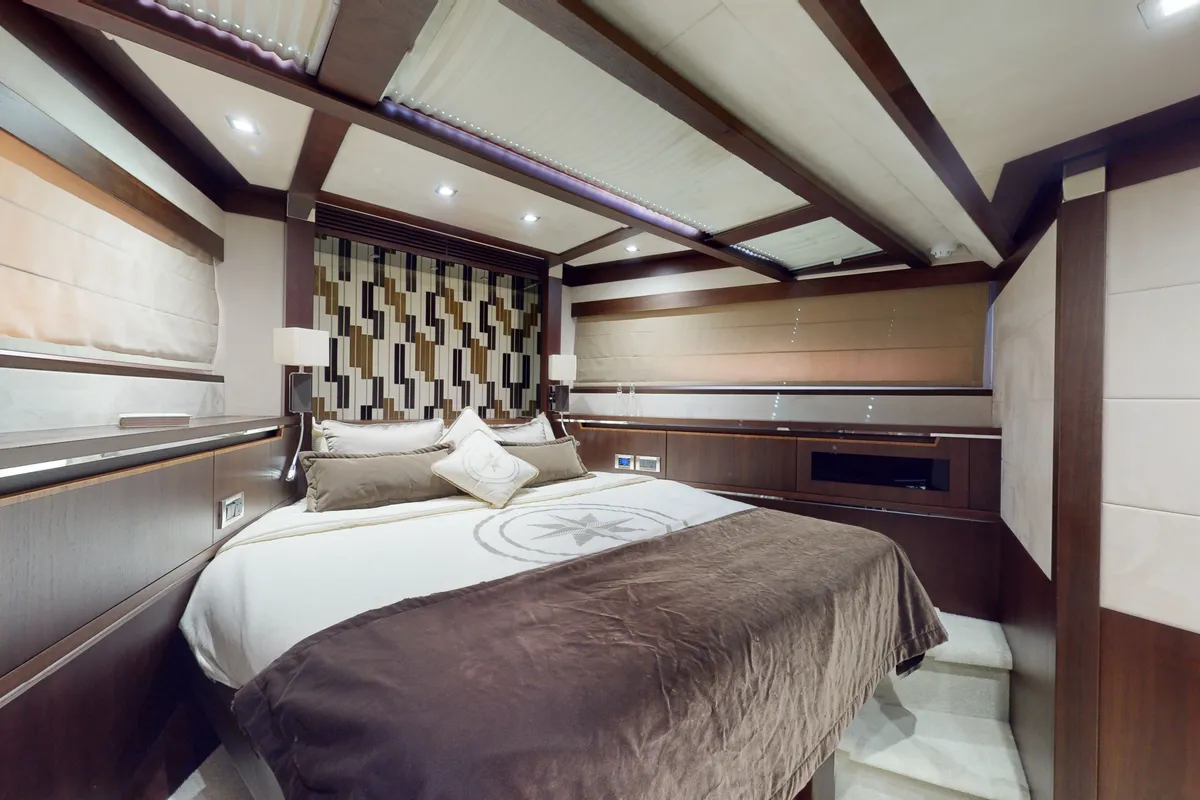Bella 780, a Galeon Galeon 780 yacht at Dubai Harbour, United Arab Emirates