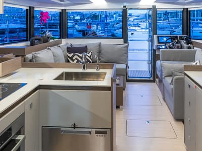 Galley of Moorings 403 PC Exclusive, a Leopard 40 PC catamaran at La Paz, Mexico