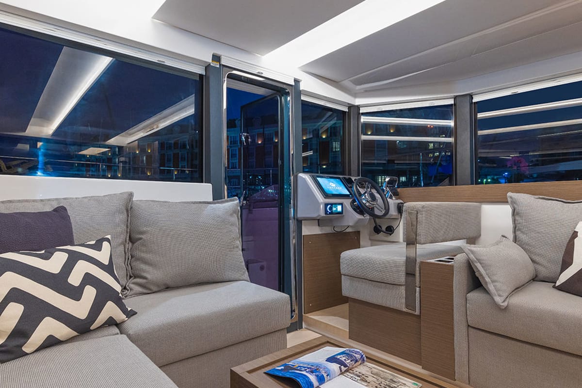 Salon of Moorings 403 PC Exclusive, a Leopard 40 PC catamaran at La Paz, Mexico