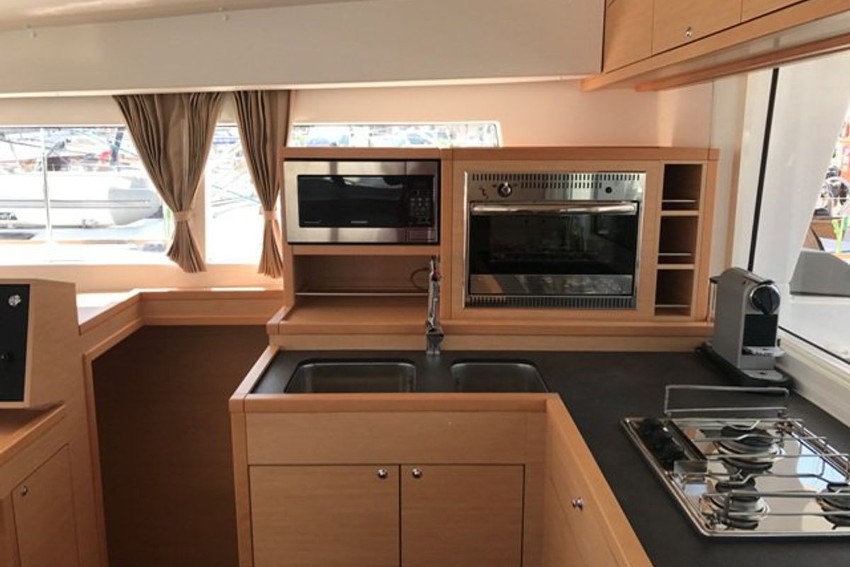 Galley of Tulip, a Lagoon 400 S2 catamaran at Lavreotiki Municipal Unit, Greece