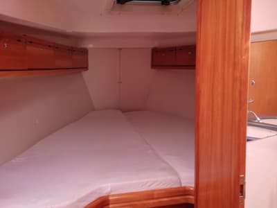 Cabin on Paula, a Bavaria 37 Cruiser sailboat at Kontokali, Greece