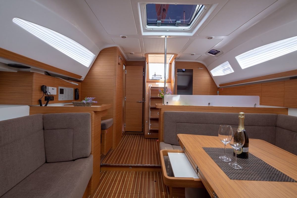 Salon of Vera, a Elan Impression 45 sailboat at Split, Croatia