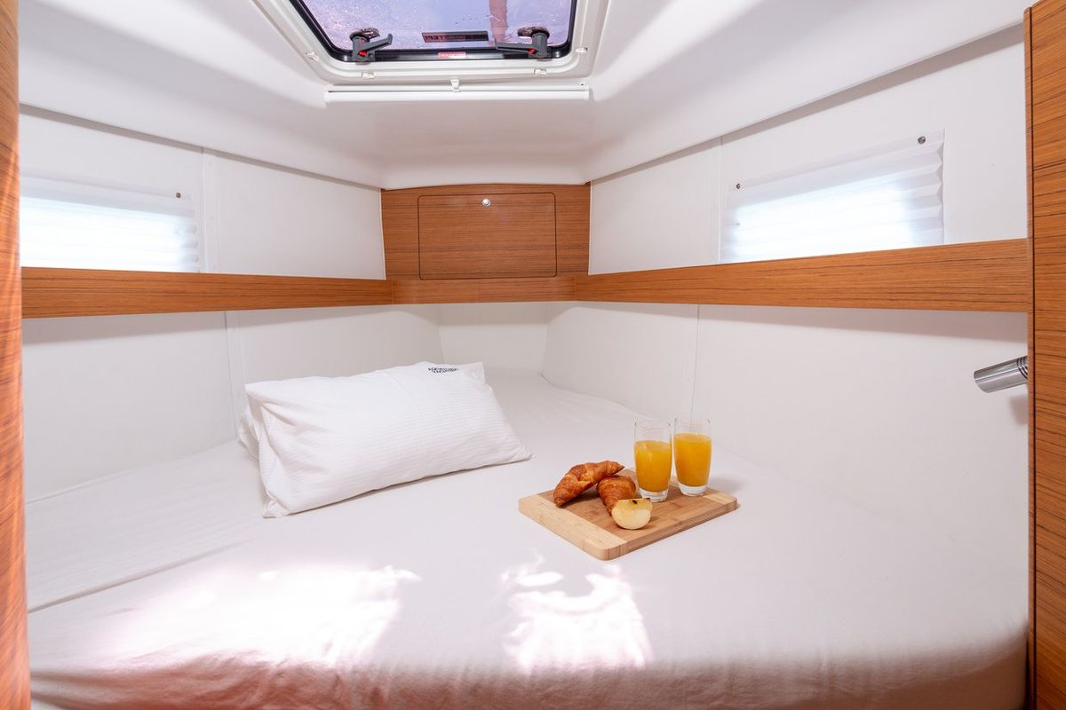 Cabin on Vera, a Elan Impression 45 sailboat at Split, Croatia