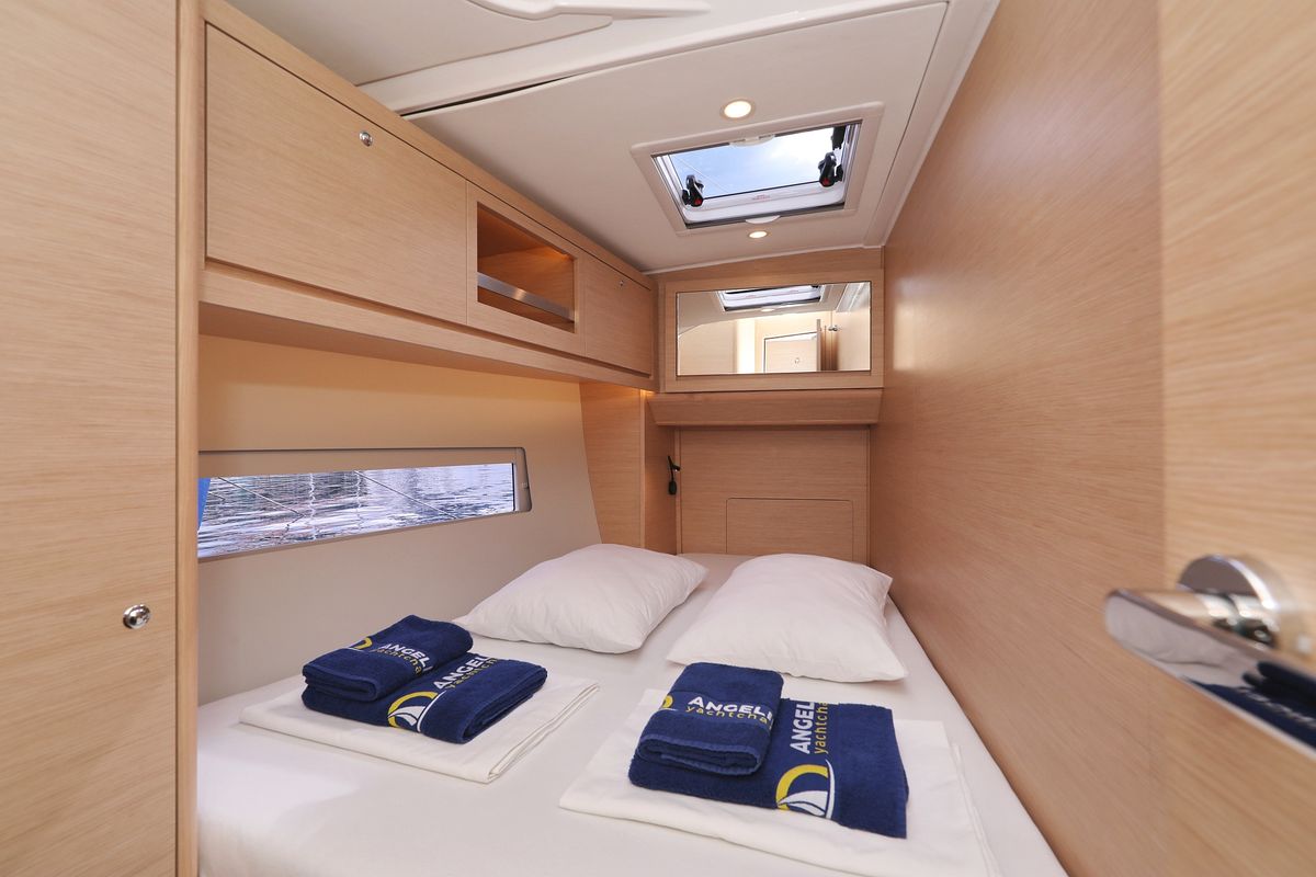 Cabin on Blue Moon, a Dufour 470 sailboat at Primošten, Croatia