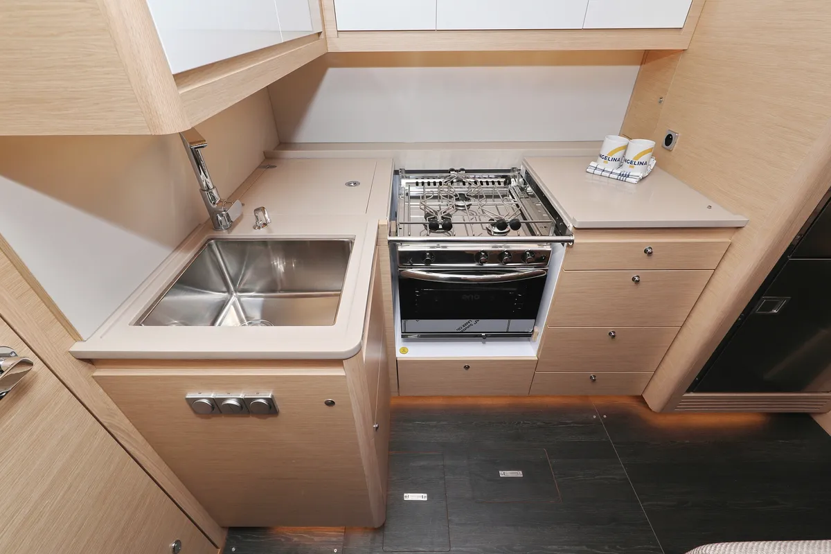 Galley of Blue Moon, a Dufour 470 sailboat at Primošten, Croatia