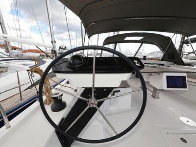 Cockpit of Blue Moon, a Dufour 470 sailboat at Primošten, Croatia