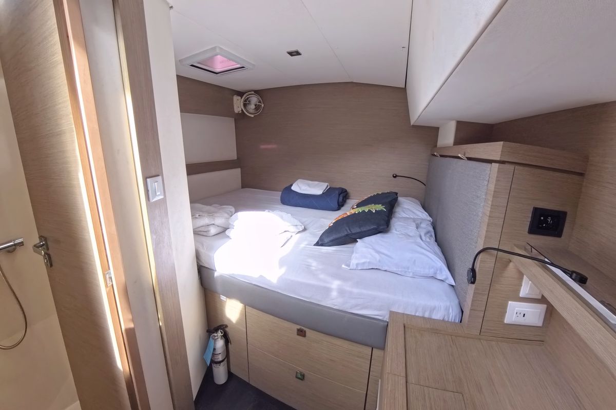 Cabin on Parrot Ice, a Fountaine Pajot Saona 47 catamaran at Road Town, British Virgin Islands