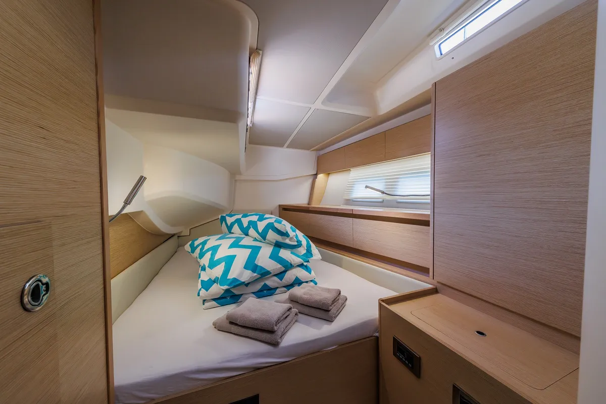 Cabin on Mischief 2.0, a Hanse Yachts Hanse 588 sailboat at Općina Sukošan, Croatia