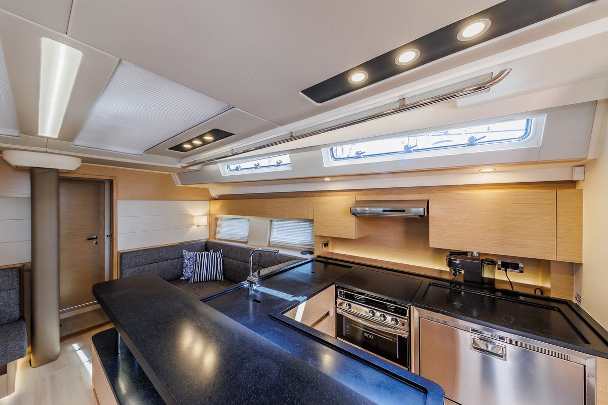 Galley of Mischief 2.0, a Hanse Yachts Hanse 588 sailboat at Općina Sukošan, Croatia