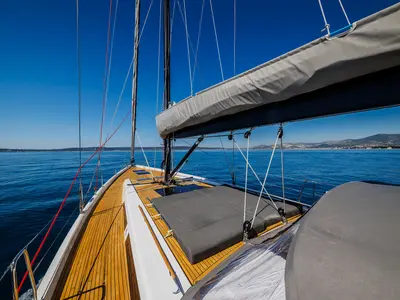 Deck of Mischief 2.0, a Hanse Yachts Hanse 588 sailboat at Općina Sukošan, Croatia