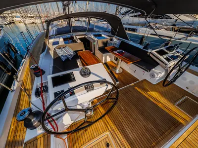 Cockpit of Mischief 2.0, a Hanse Yachts Hanse 588 sailboat at Općina Sukošan, Croatia