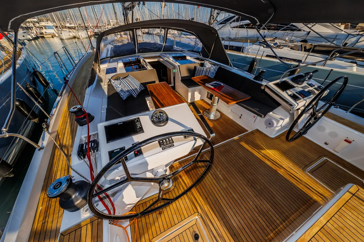 Cockpit of Mischief 2.0, a Hanse Yachts Hanse 588 sailboat at Općina Sukošan, Croatia