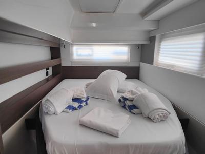Cabin on Nicot, a Leopard 42 catamaran at Procida, Italy