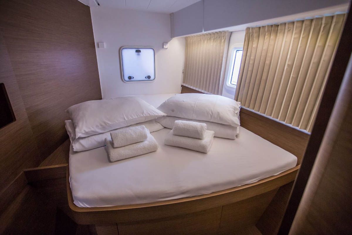 Cabin on SoulXplore, a Lagoon 42 catamaran at Athens, Greece