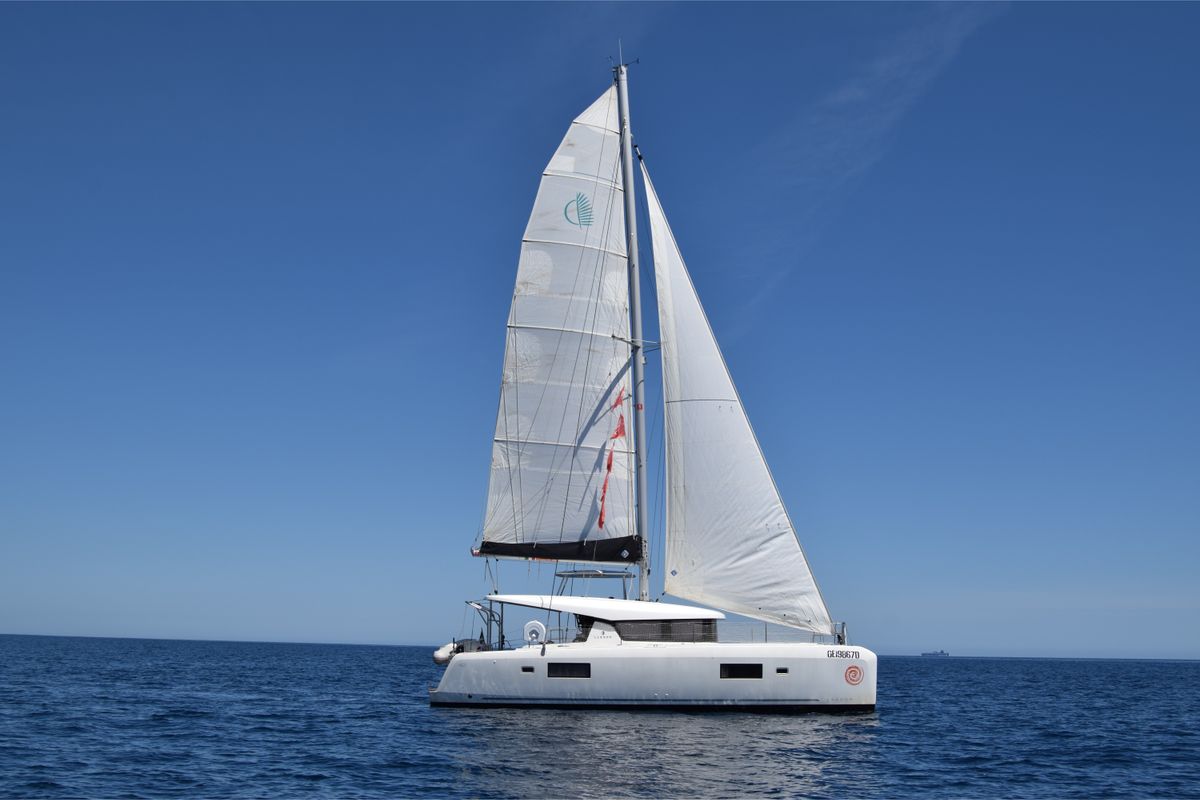 Exterior view of Memi, a Lagoon 42 catamaran at Palermo, Italy