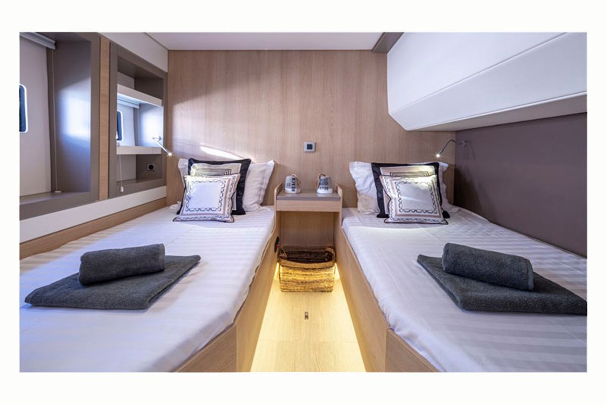 Cabin on License to chill, a Bali 5.4 catamaran at Athens, Greece
