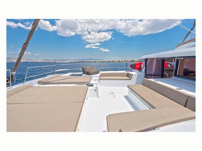 Deck of License to chill, a Bali 5.4 catamaran at Athens, Greece
