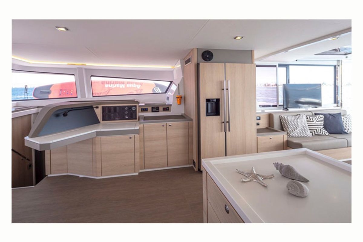 Galley of License to chill, a Bali 5.4 catamaran at Athens, Greece