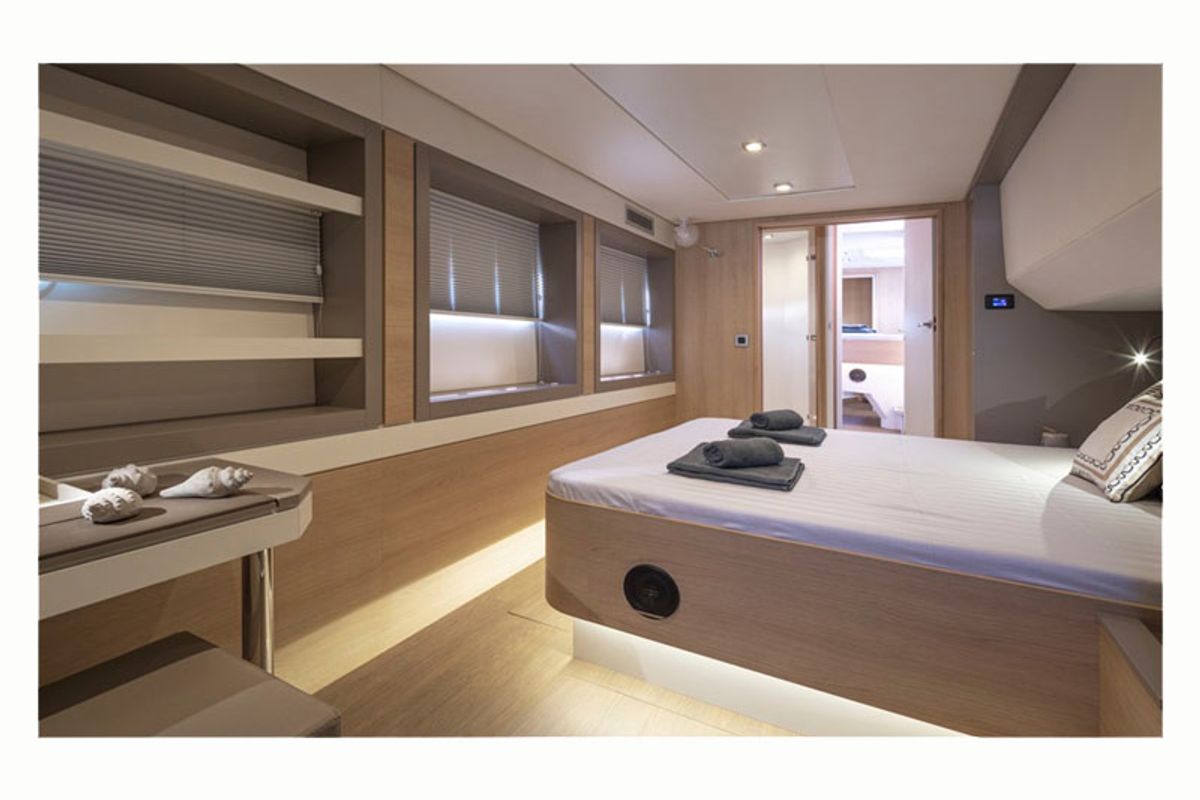 Cabin on License to chill, a Bali 5.4 catamaran at Athens, Greece