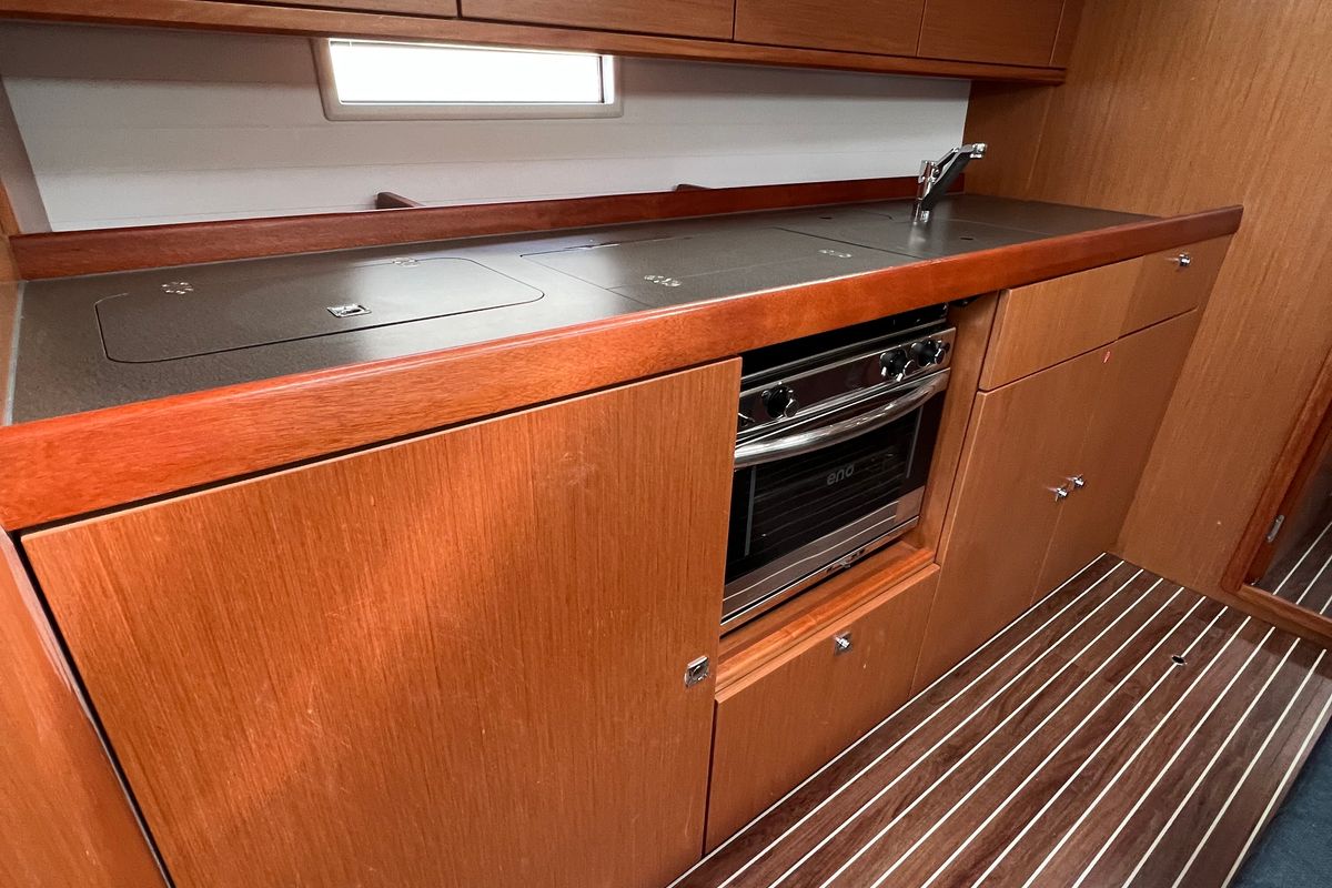 Galley of Twelve, a Bavaria C38 sailboat at Fisksätra, Sweden