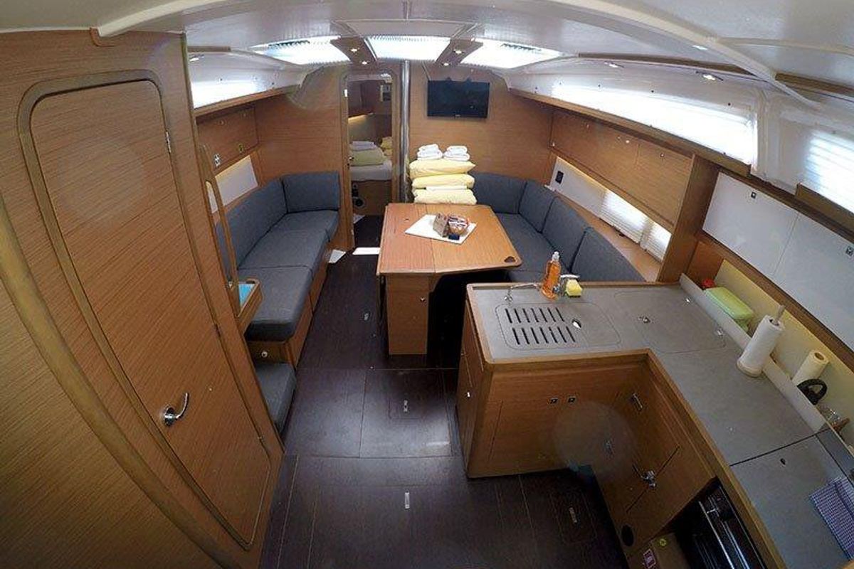 Salon of Barone, a Dufour 390 GL sailboat at Grad Šibenik, Croatia