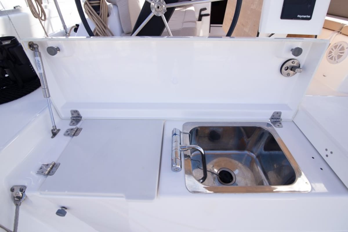 Deck of Barone, a Dufour 390 GL sailboat at Grad Šibenik, Croatia