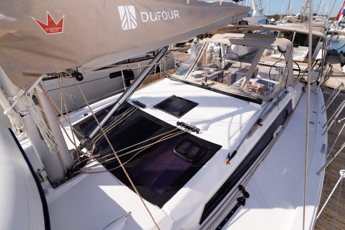 Deck of Barone, a Dufour 390 GL sailboat at Grad Šibenik, Croatia