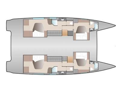 Floor plan of Veganic CRB, a Fountaine Pajot Aura 51 catamaran at Alameda, United States