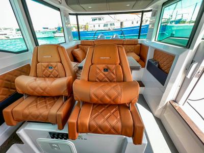 Salon of KAIZEN, a Axopar 37 XC Cross Cabin motorboat at Chania, Greece