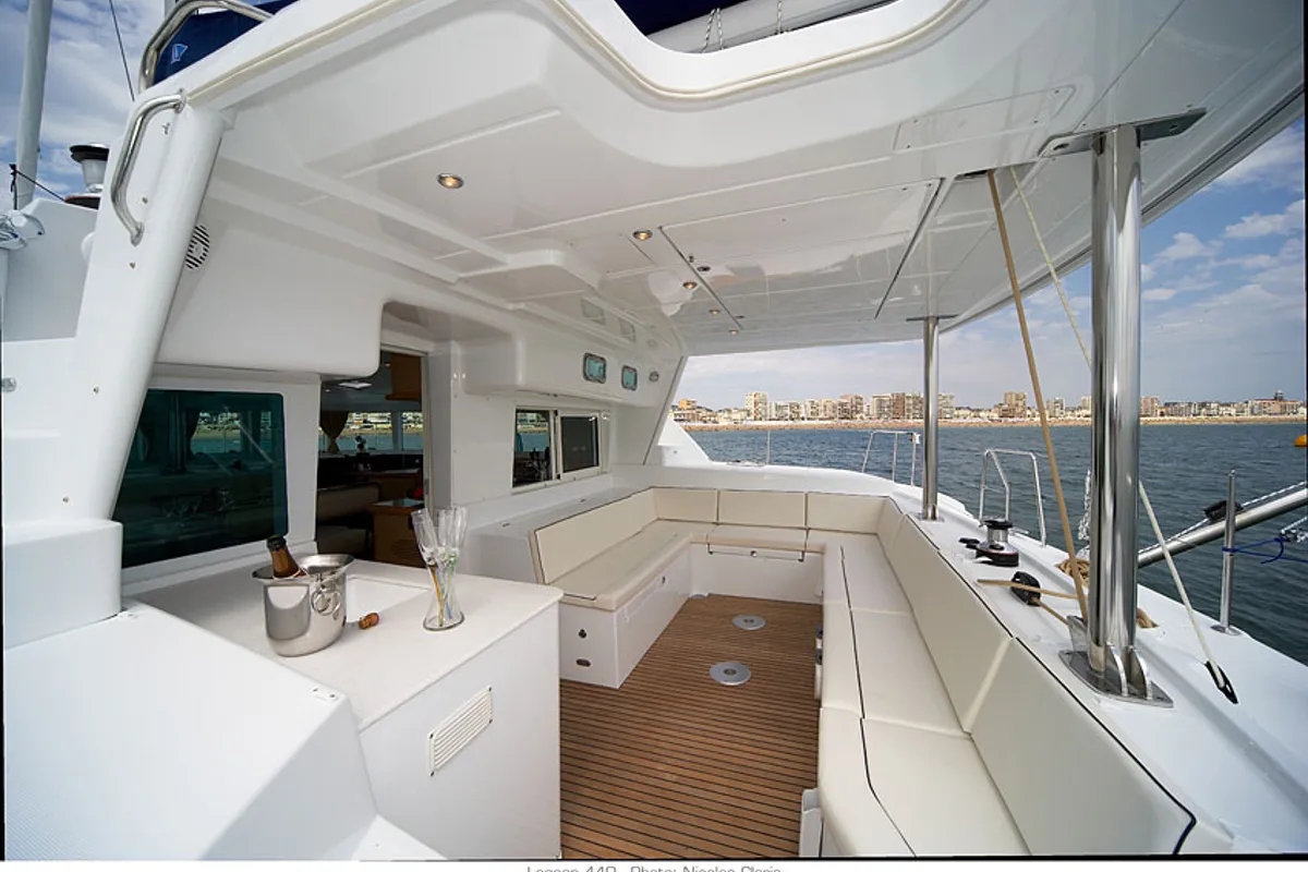 Deck of Strawberry, a Lagoon 440 catamaran at Preveza, Greece