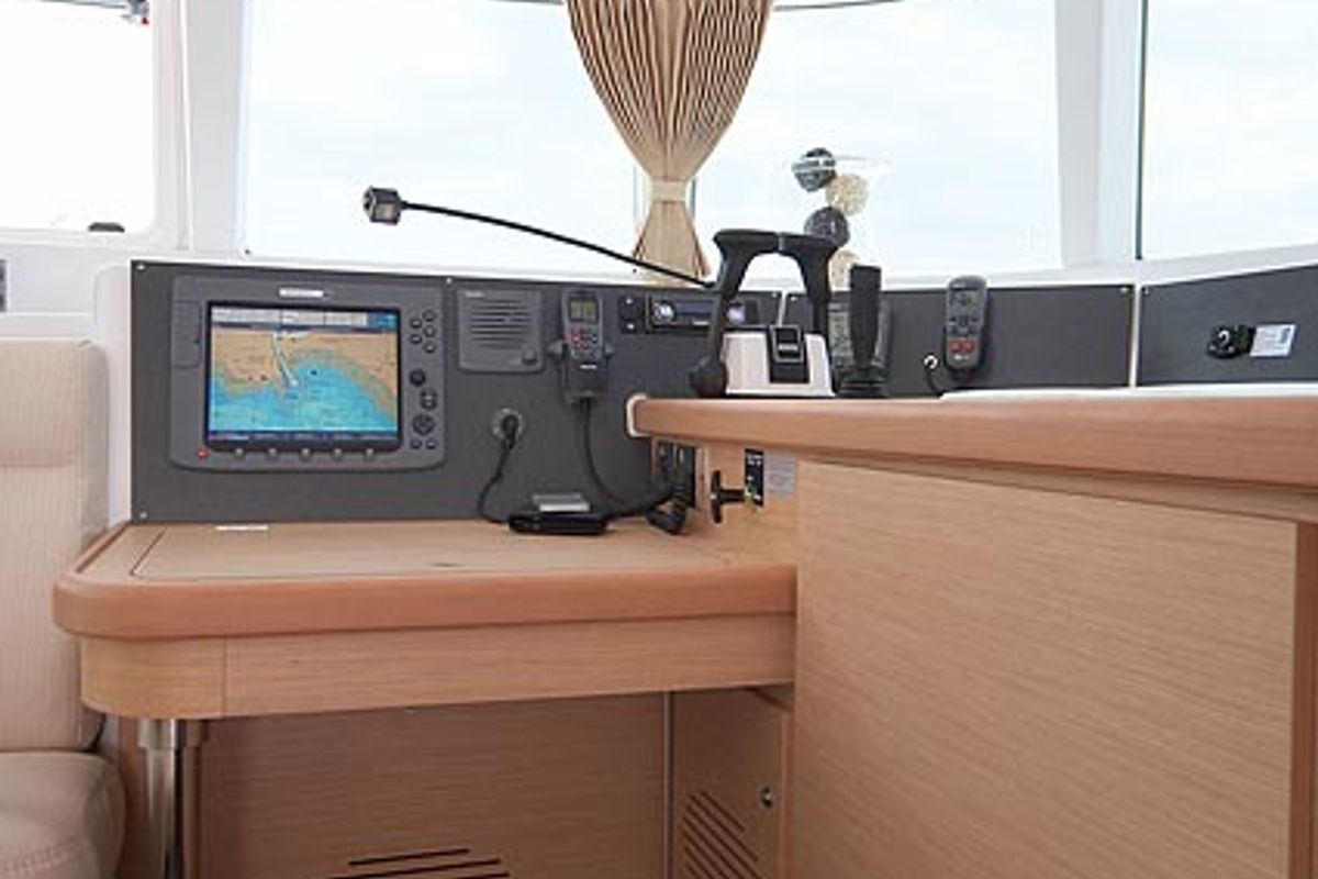 Cockpit of Strawberry, a Lagoon 440 catamaran at Preveza, Greece