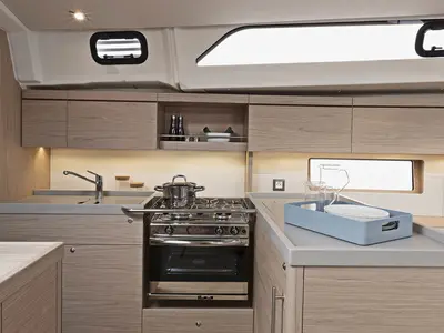 Galley of Oceanis 461/3/3 Premium, a Beneteau Oceanis 461 sailboat at Road Town, British Virgin Islands