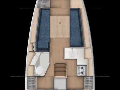 Floor plan of Anja, a Jeanneau Sun Odyssey 350 sailboat at Dubrovnik, Croatia