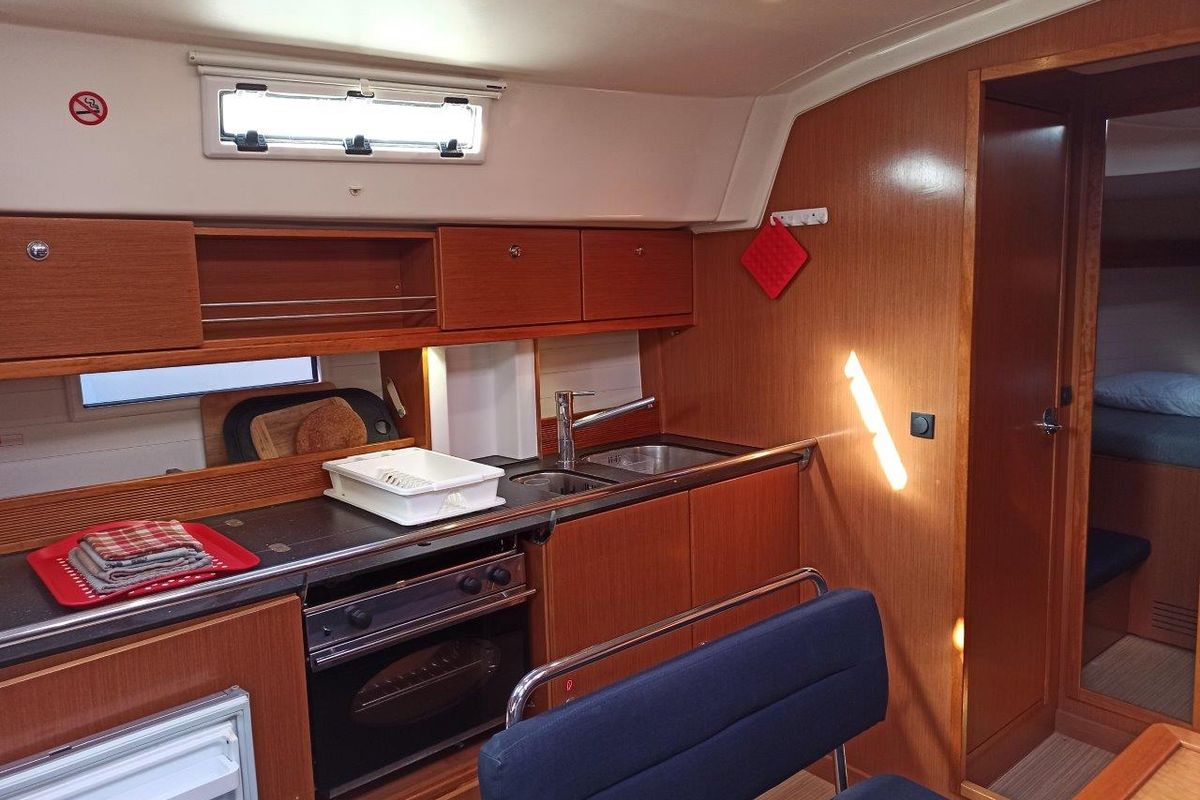Galley of Saffron, a Bavaria 45 Cruiser sailboat at Municipal Unit of Lefkada, Greece