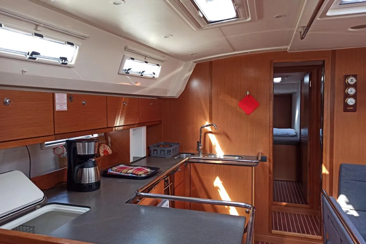 Galley of Saffron, a Bavaria 45 Cruiser sailboat at Municipal Unit of Lefkada, Greece