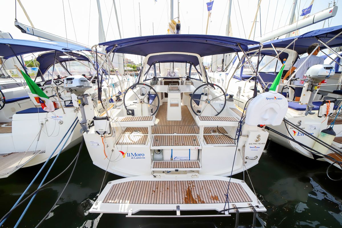Cockpit of Il Moro di Lamezia - Standard line, a Beneteau Oceanis 35.1 sailboat at Olbia, Italy