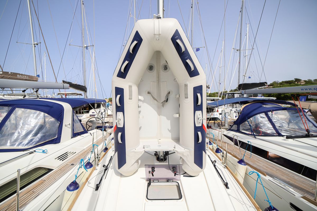 Deck of Il Moro di Lamezia - Standard line, a Beneteau Oceanis 35.1 sailboat at Olbia, Italy