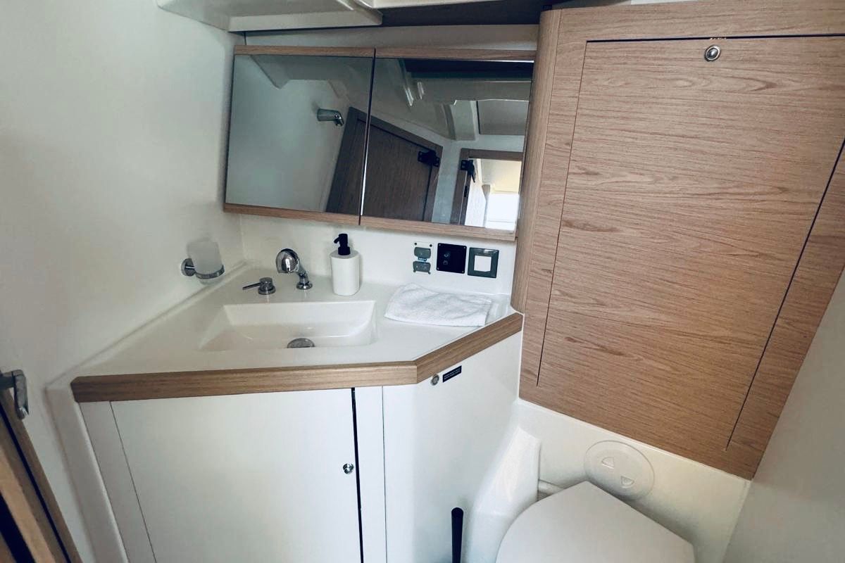 Head on ARYA, a Beneteau Oceanis 46.1 sailboat at Novi Vinodolski, Croatia