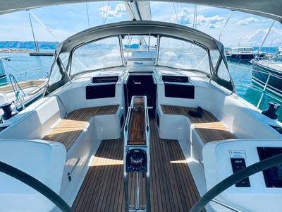 Cockpit of ARYA, a Beneteau Oceanis 46.1 sailboat at Novi Vinodolski, Croatia